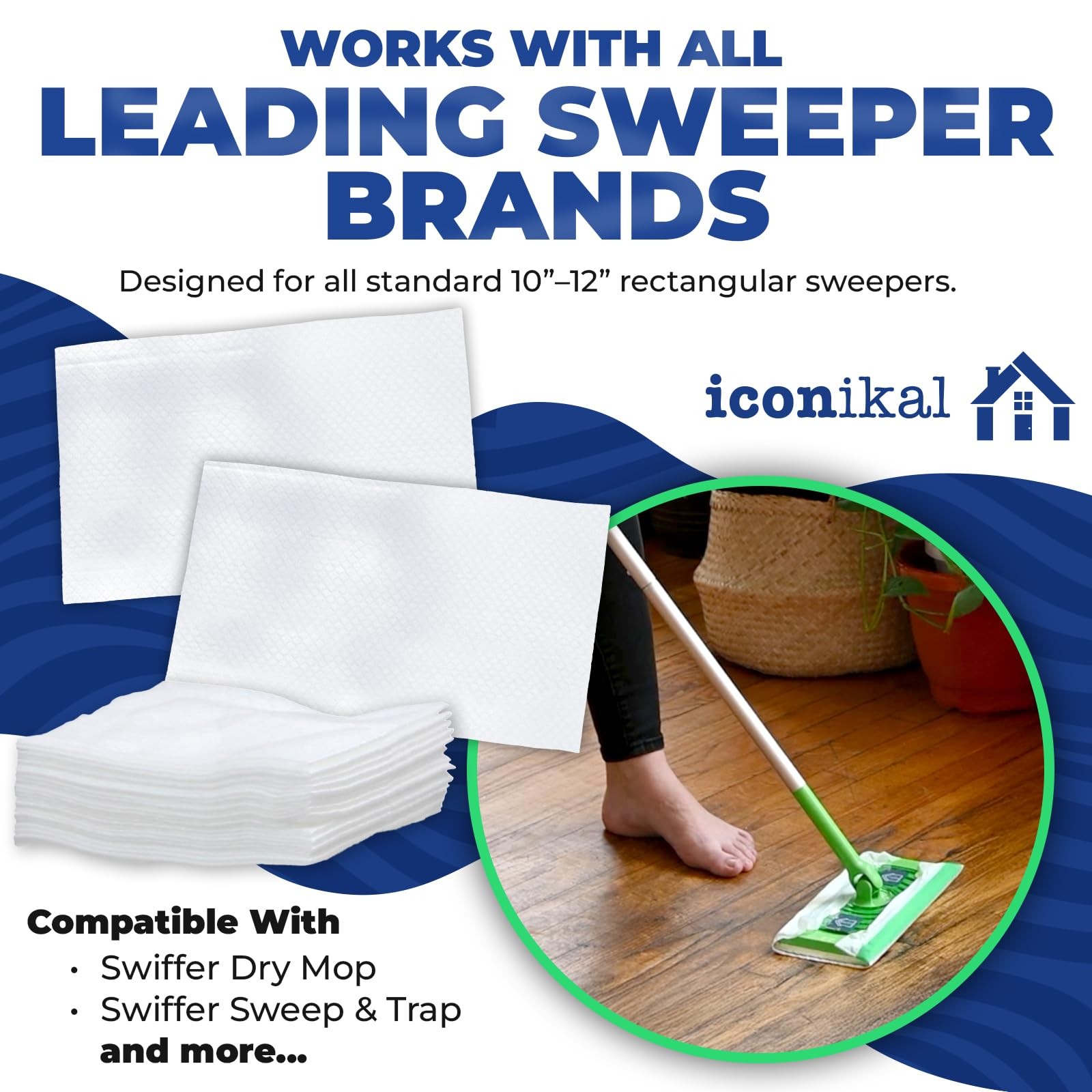 90count Dry Dust Mop Refill Floor Pads 11.5 X 8in For Sweeping Cleaning Scrubbin