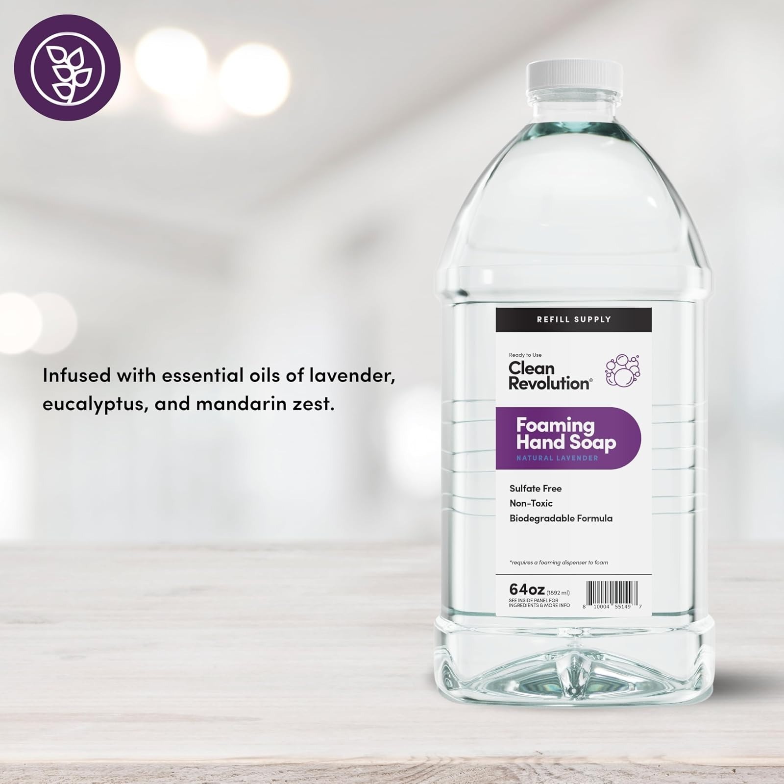 Foaming Hand Soap Refill 64 fl oz Lavender Clean Revolution