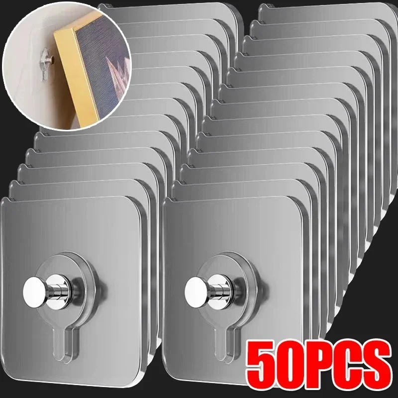 Strong Adhesive Wall Hooks No Drill Waterproof Picture Frame Hangers 10-50PCS